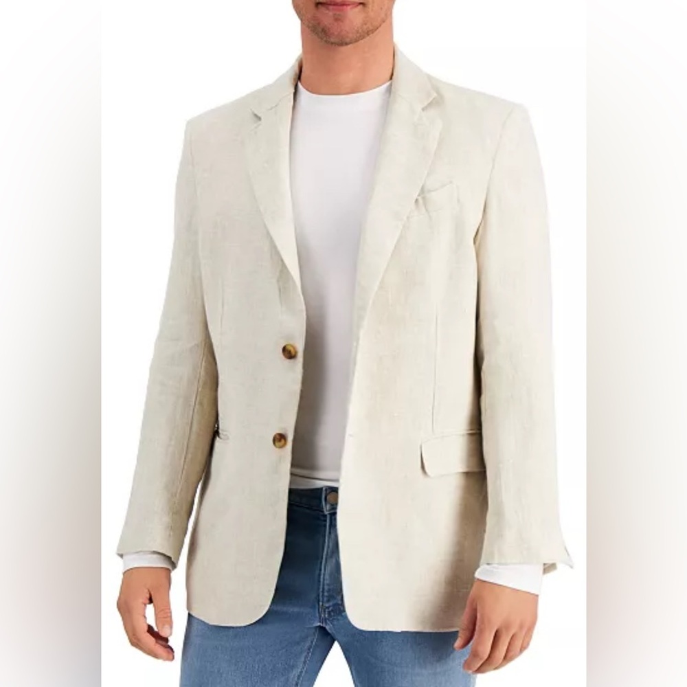 Club Room Men’s Linen Blazer In Natural Khaki Size Large New